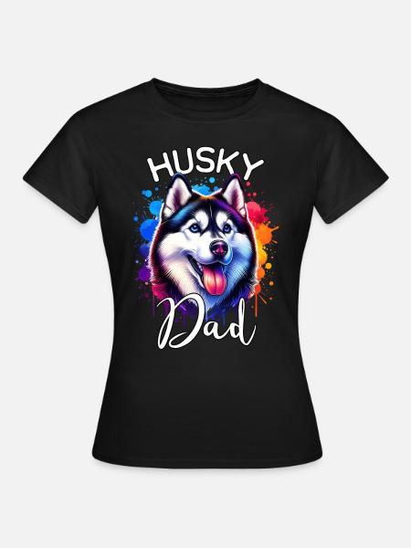 Schlittenhund Papa Husky - Frauen T-Shirt - Schwarz