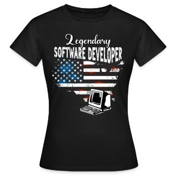 Développeur de logiciels US - T-shirt Femme - noir - Devant - AI Model Female 172 dark (172cm)