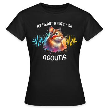 Aguti Herzlinie - Frauen T-Shirt - Schwarz - Vorne - AI Model Female 172 dark (172cm)