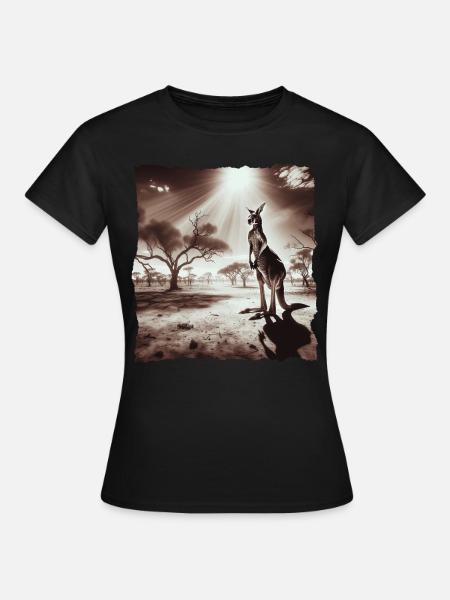 Känguru Kangaroo - Frauen T-Shirt - Schwarz