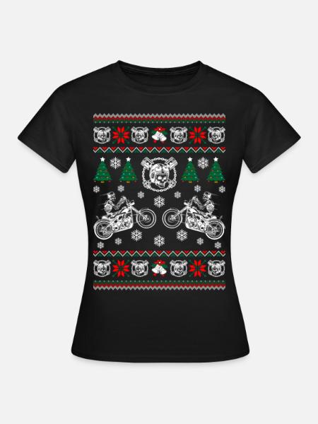 T-shirt ugly sweater motorcycle Christmas gift humor - Women's T-Shirt - black