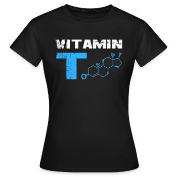 Testosteron Testo Bodybuilding Fitnessstudio Gym - Frauen T-Shirt - Schwarz - Vorne - AI Model Female 172 dark (172cm)