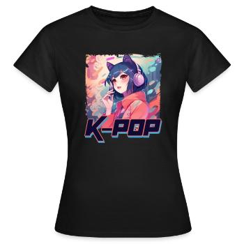 K-Pop Musik Album Cover - Anime Shirt - Frauen T-Shirt - Schwarz - Vorne - AI Model Female 172 dark (172cm)