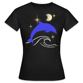 Dauphins Dauphins Mer Animaux marins - T-shirt Femme - noir - Devant - AI Model Female 172 dark (172cm)