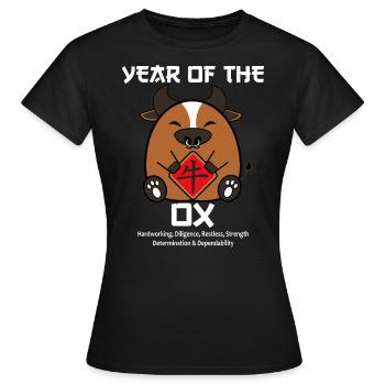 Nouvel An chinois Bœuf mignon Zodiac Nouvel An lunaire - T-shirt Femme - noir - Devant - AI Model Female 172 dark (172cm)