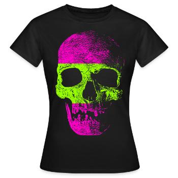 Neon Retro Totenkopf - Frauen T-Shirt - Schwarz - Vorne - AI Model Female 172 dark (172cm)