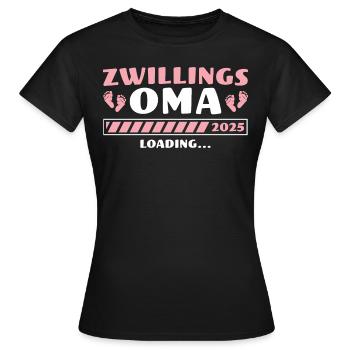 Zwillings Oma 2025 Schwangerschaft verkünden - Frauen T-Shirt - Schwarz - Vorne - AI Model Female 172 dark (172cm)