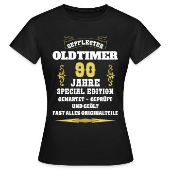 Oldtimer 90. Geburtstag 90 Jahre - Frauen T-Shirt - Schwarz - Vorne - AI Model Female 172 dark (172cm)