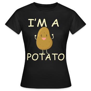 French fries potatoes Sweet potato Potato - Women's T-Shirt - black - Front - AI Model Female 172 dark (172cm)