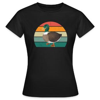 Enten Schwimmen Fliegen Watscheln Gummiente Ente - Frauen T-Shirt - Schwarz - Vorne - AI Model Female 172 dark (172cm)