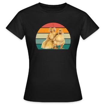 Enten Schwimmen Fliegen Watscheln Gummiente Ente - Frauen T-Shirt - Schwarz - Vorne - AI Model Female 172 dark (172cm)