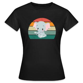 Eléphant Pachyderme Proboscis Afrique Trompettes Éléphant - T-shirt Femme - noir - Devant - AI Model Female 172 dark (172cm)