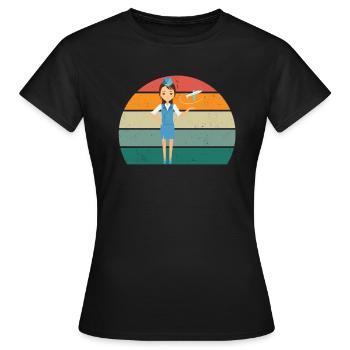 Flugzeuge Flieger Fliegen Pilot Pilotin Flughafen - Frauen T-Shirt - Schwarz - Vorne - AI Model Female 172 dark (172cm)