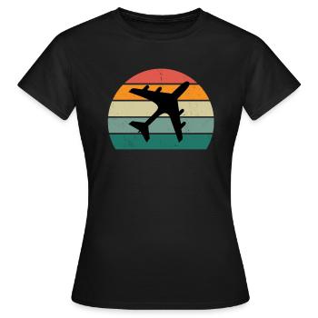 Flugzeuge Flieger Fliegen Pilot Pilotin Flughafen - Frauen T-Shirt - Schwarz - Vorne - AI Model Female 172 dark (172cm)