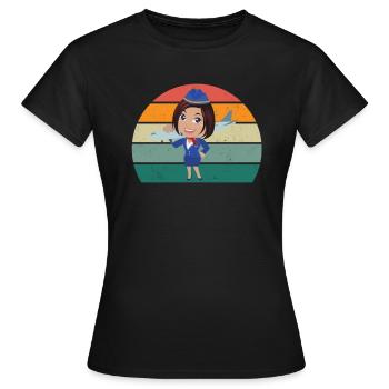 Flugzeuge Flieger Fliegen Pilot Pilotin Flughafen - Frauen T-Shirt - Schwarz - Vorne - AI Model Female 172 dark (172cm)