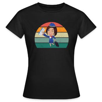 Flugzeuge Flieger Fliegen Pilot Pilotin Flughafen - Frauen T-Shirt - Schwarz - Vorne - AI Model Female 172 dark (172cm)