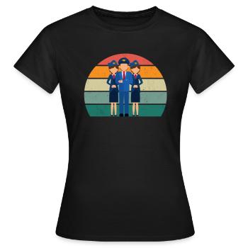 Flugzeuge Flieger Fliegen Pilot Pilotin Flughafen - Frauen T-Shirt - Schwarz - Vorne - AI Model Female 172 dark (172cm)