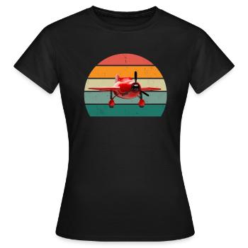 Flugzeuge Flieger Fliegen Pilot Pilotin Flughafen - Frauen T-Shirt - Schwarz - Vorne - AI Model Female 172 dark (172cm)