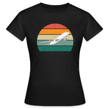Flugzeuge Flieger Fliegen Pilot Pilotin Flughafen - Frauen T-Shirt - Schwarz - Vorne - AI Model Female 172 dark (172cm)
