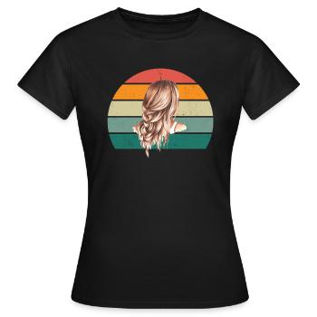 Haare schneiden Friseuse Frisörin Schere Fön Haar - Frauen T-Shirt - Schwarz - Vorne - AI Model Female 172 dark (172cm)