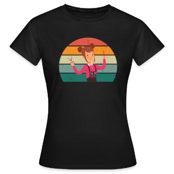 Haare schneiden Friseuse Frisörin Schere Fön Haar - Frauen T-Shirt - Schwarz - Vorne - AI Model Female 172 dark (172cm)
