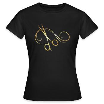 Haare schneiden Friseuse Frisörin Schere Fön Haar - Frauen T-Shirt - Schwarz - Vorne - AI Model Female 172 dark (172cm)