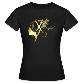 Haare schneiden Friseuse Frisörin Schere Fön Haar - Frauen T-Shirt - Schwarz - Vorne - AI Model Female 172 dark (172cm)