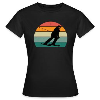 ski skier skier winter snow mountains - Women's T-Shirt - black - Front - AI Model Female 172 dark (172cm)