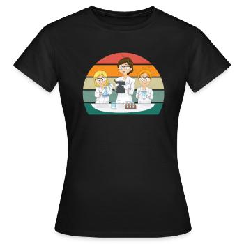 science scientist research knowledge - Women's T-Shirt - black - Front - AI Model Female 172 dark (172cm)