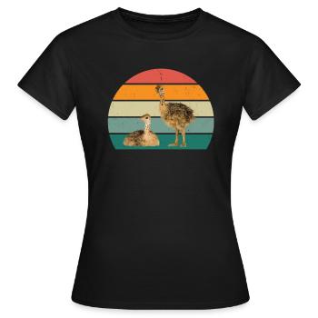 strauße laufvögel laufvogel vogel strauß afrika - Frauen T-Shirt - Schwarz - Vorne - AI Model Female 172 dark (172cm)