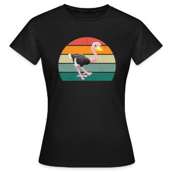 strauße laufvögel laufvogel vogel strauß afrika - Frauen T-Shirt - Schwarz - Vorne - AI Model Female 172 dark (172cm)