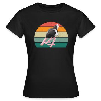 strauße laufvögel laufvogel vogel strauß afrika - Frauen T-Shirt - Schwarz - Vorne - AI Model Female 172 dark (172cm)