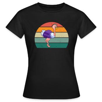 strauße laufvögel laufvogel vogel strauß afrika - Frauen T-Shirt - Schwarz - Vorne - AI Model Female 172 dark (172cm)
