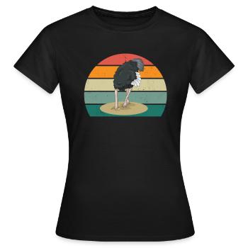 strauße laufvögel laufvogel vogel strauß afrika - Frauen T-Shirt - Schwarz - Vorne - AI Model Female 172 dark (172cm)