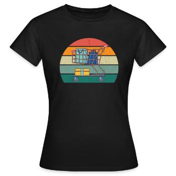 shopper shopperin einkaufen einkäufer, einkäuferin - Frauen T-Shirt - Schwarz - Vorne - AI Model Female 172 dark (172cm)