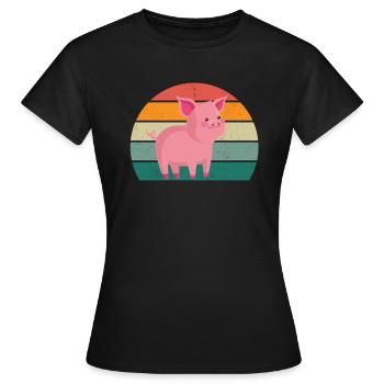 porcs porcs verrat porcherie porc - T-shirt Femme - noir - Devant - AI Model Female 172 dark (172cm)