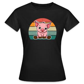 porcs porcs verrat porcherie porc - T-shirt Femme - noir - Devant - AI Model Female 172 dark (172cm)