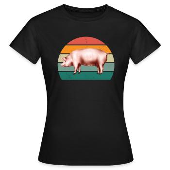 porcs porcs verrat porcherie porc - T-shirt Femme - noir - Devant - AI Model Female 172 dark (172cm)