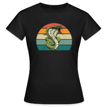 Schlange Boa Reptilien Würgeschlange Giftschlange - Frauen T-Shirt - Schwarz - Vorne - AI Model Female 172 dark (172cm)