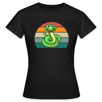 Schlange Boa Reptilien Würgeschlange Giftschlange - Frauen T-Shirt - Schwarz - Vorne - AI Model Female 172 dark (172cm)