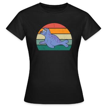 phoques phoques phoques phoques phoques à oreilles nageuses phoque - T-shirt Femme - noir - Devant - AI Model Female 172 dark (172cm)
