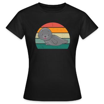 phoques phoques phoques phoques phoques à oreilles nageuses phoque - T-shirt Femme - noir - Devant - AI Model Female 172 dark (172cm)