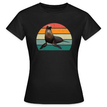 phoques phoques phoques phoques phoques à oreilles nageuses phoque - T-shirt Femme - noir - Devant - AI Model Female 172 dark (172cm)