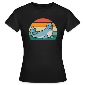 phoques phoques phoques phoques phoques à oreilles nageuses phoque - T-shirt Femme - noir - Devant - AI Model Female 172 dark (172cm)