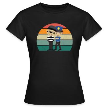 Polizist Polizistin Ordnung Ordnungshüter Polizei - Frauen T-Shirt - Schwarz - Vorne - AI Model Female 172 dark (172cm)