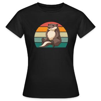 Loutre géante naine Loutre Loutre Loutre Loutre Loutre - T-shirt Femme - noir - Devant - AI Model Female 172 dark (172cm)