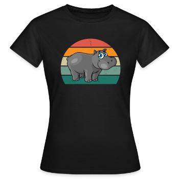 Hippopotame du Nil Hippopotames Hippopotames Nain Cheval - T-shirt Femme - noir - Devant - AI Model Female 172 dark (172cm)