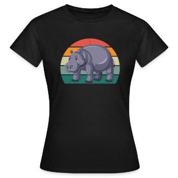 Hippopotame Hippopotame du Nil Hippopotame Hippopotame pygmée - T-shirt Femme - noir - Devant - AI Model Female 172 dark (172cm)