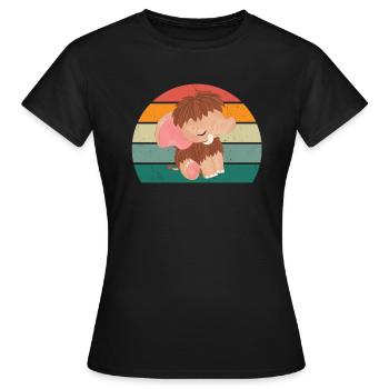 Mammut Eiszeit Elefanten Fell Schnee Eis Steinzeit - Frauen T-Shirt - Schwarz - Vorne - AI Model Female 172 dark (172cm)
