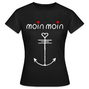 Moin Moin - Frauen T-Shirt - Schwarz - Vorne - AI Model Female 172 dark (172cm)